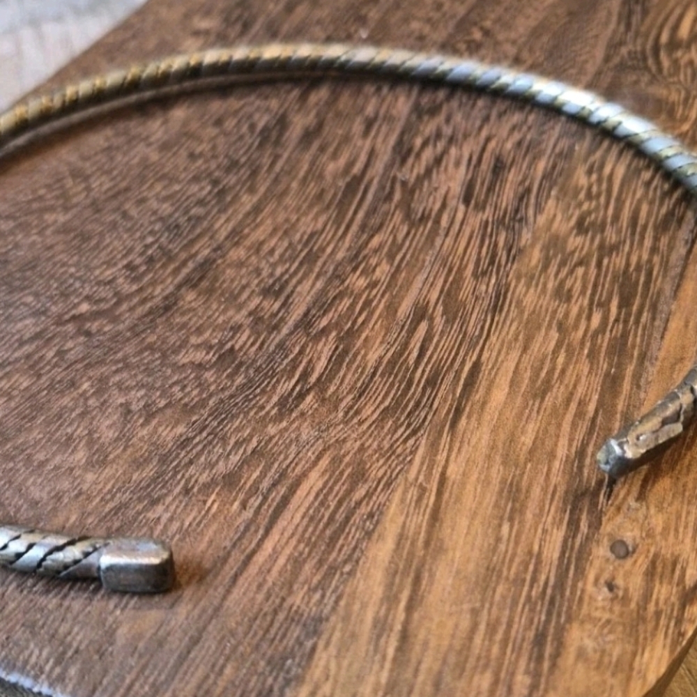Vtg Twisted Mixed Metal Choker Necklace - Picture 5 of 11